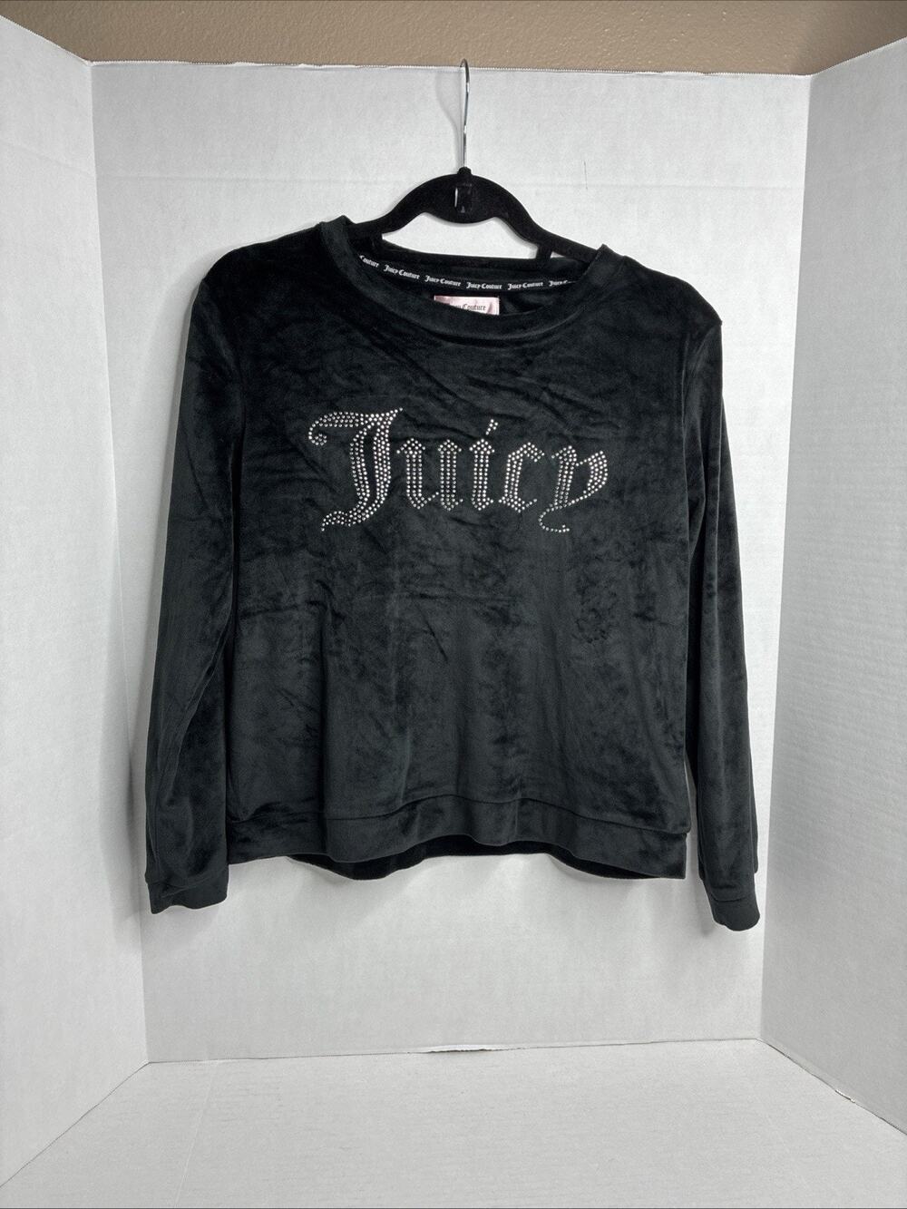 Juicy Couture Long Sleeve Black Sleepwear Shirt Medium Bling “Juicy” Soft